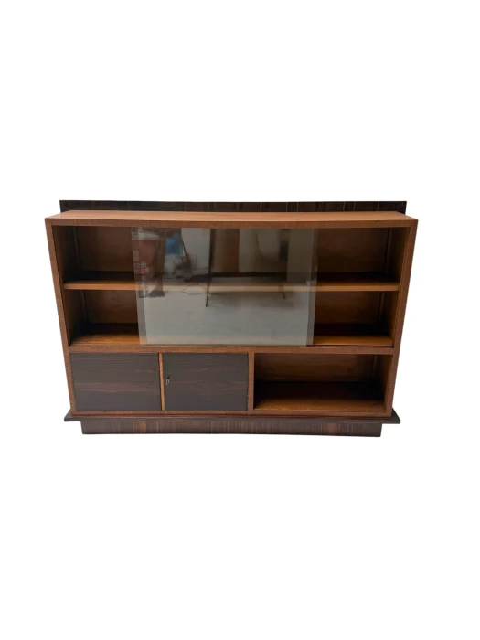 Art Deco Bookcase by Dutch Designer, Solid Oak & Macassar Ebony, 1930s